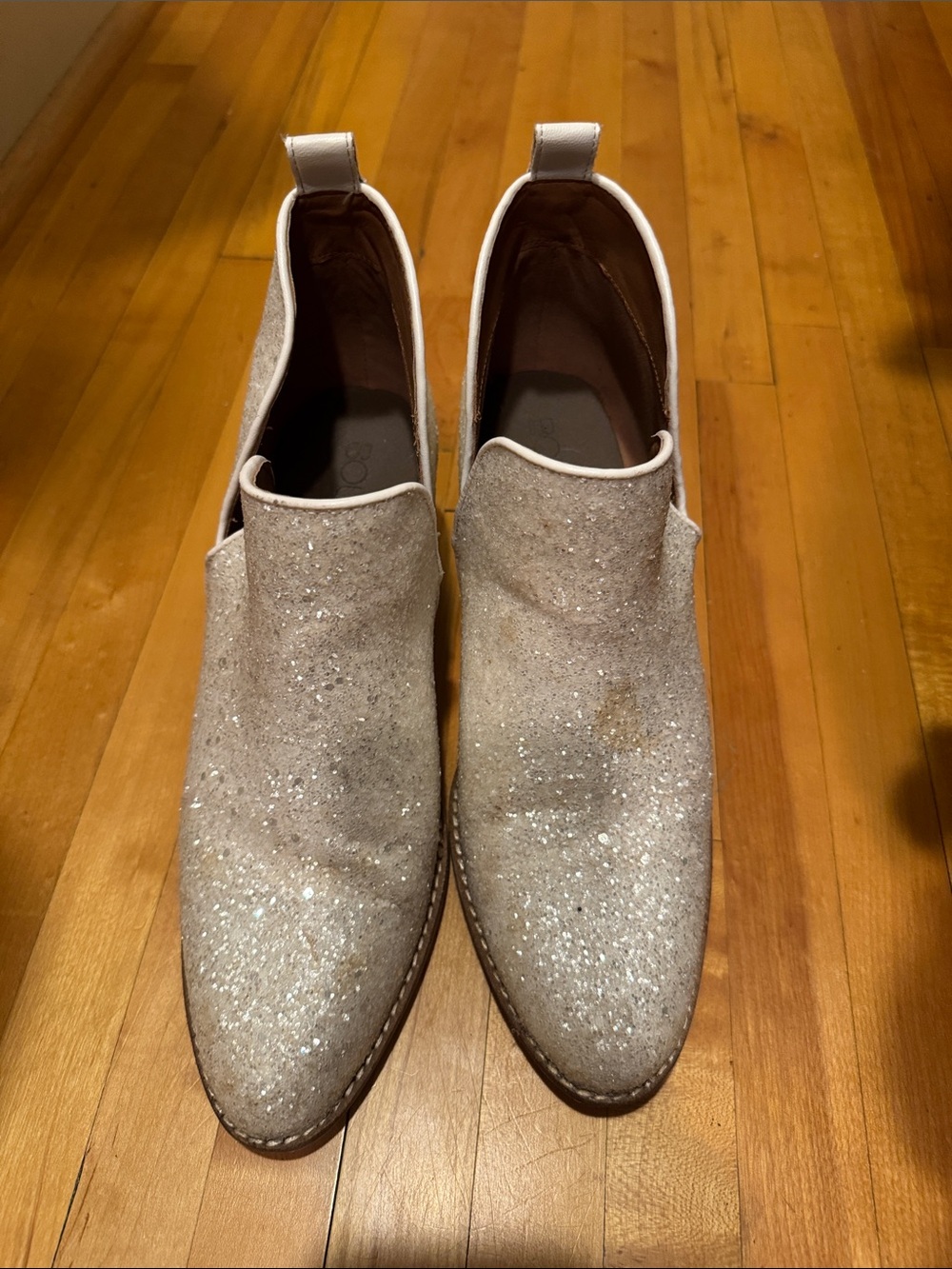 Corkys Sparkle Slip-On Heeled Boots in Light Beige